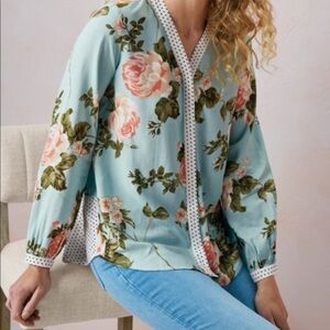 Soft Surroundings Montage Mixed Tunic Floral Bohemian Flowy Style, size small